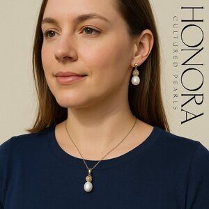 NEW Honora Cultured Pearls Necklace Earrings Boxed Gift Set Jewelry Bran…